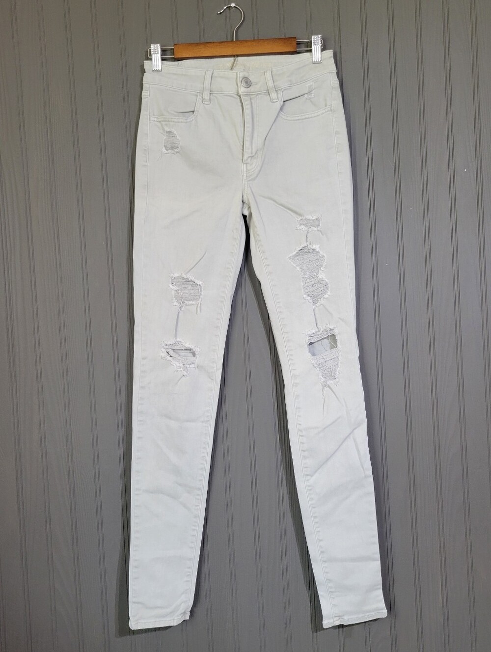American Eagle Next Level Stretch Jeans High-Rise Jegging Gray Women's 8 X Long